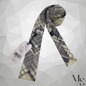 $88 STEVEN ALAN XL Blue Large Chek Silk Square End Tie Made In USA W: 2" NWT